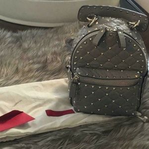 Valentino Garavani Grey Rockstud Leather Mini Back